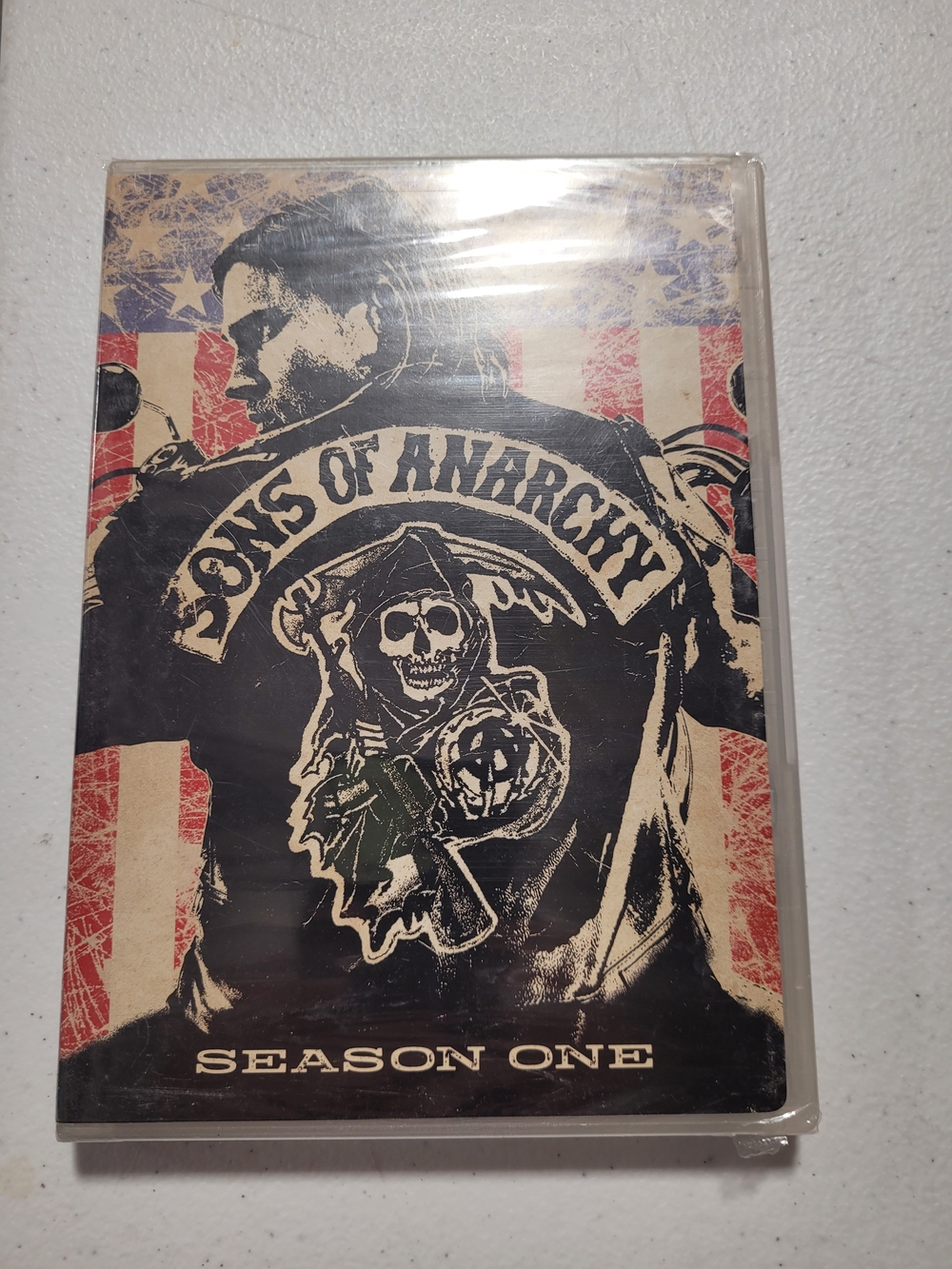 Fox Sons of Anarchy Season One DVD with Black, Red, Cream Artwork